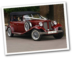 1930 vintage 4 door Beauford wedding car in burgundy